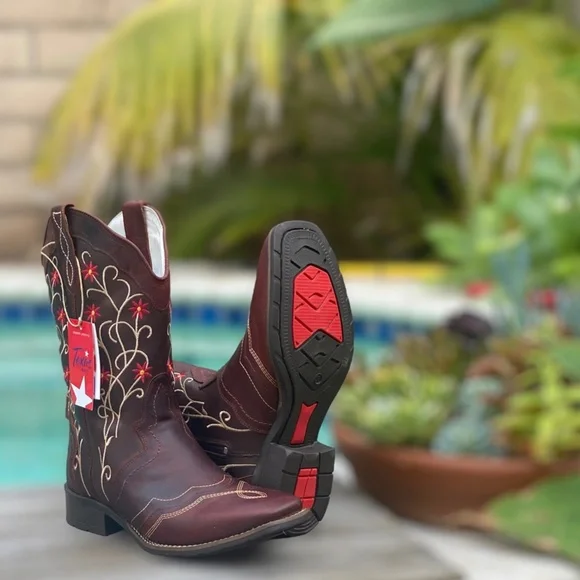 QUT Western Boots for Women Cowboy Riding Mid-Calf Real Leather Zip Cowgirl Boot - Picture 8 of 14